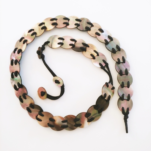 Sea Shell Womens Boho Abalone Belt  Sz: 32" 34"  - Picture 7 of 7